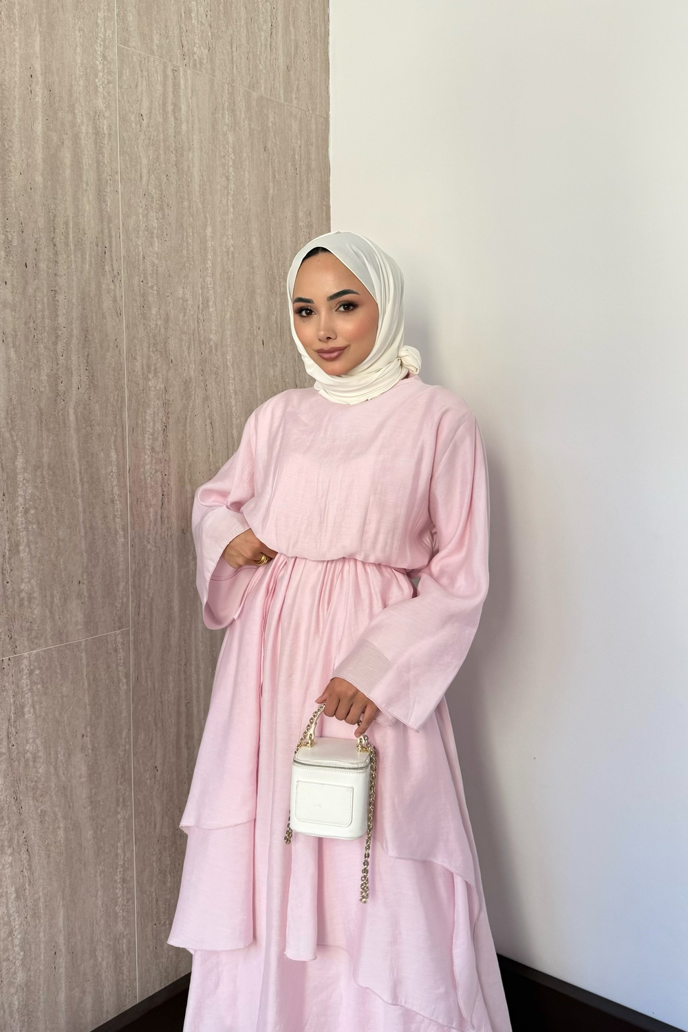 Perla Modal Elbise - Pembe