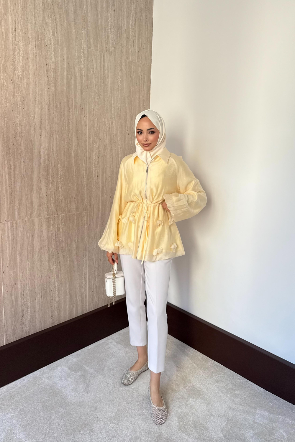 Simli Vual Ceket - Sarı