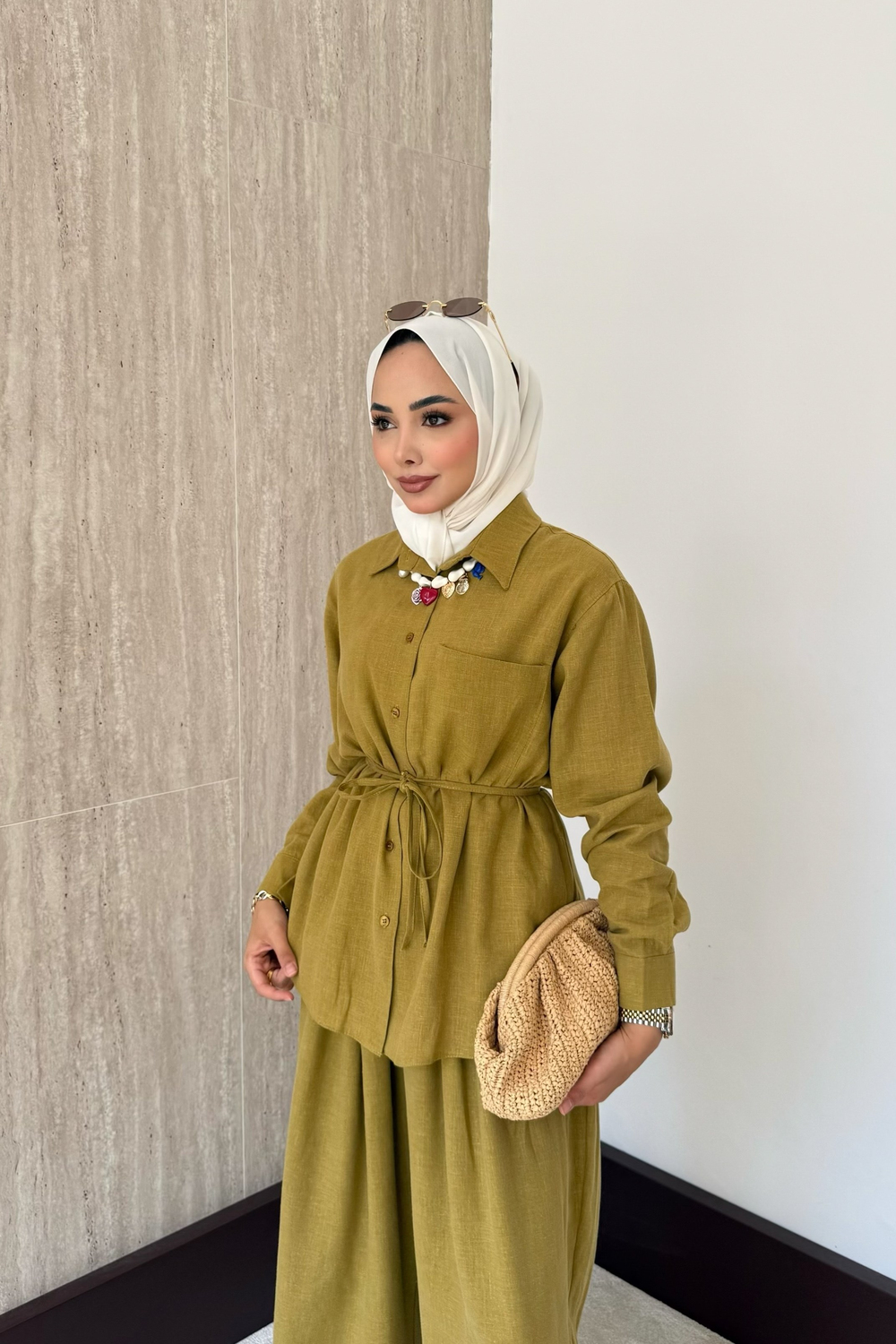 Sophia Keten Pantolonlu Takım - Yeşil