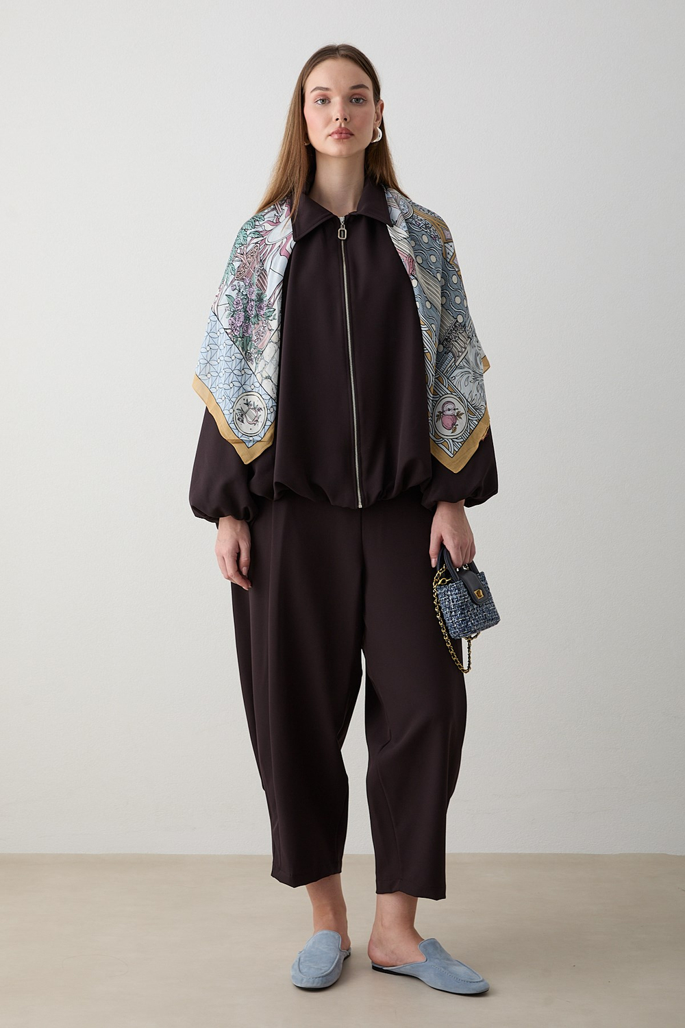 Yarasa Kol Oversize Takım - Kahve