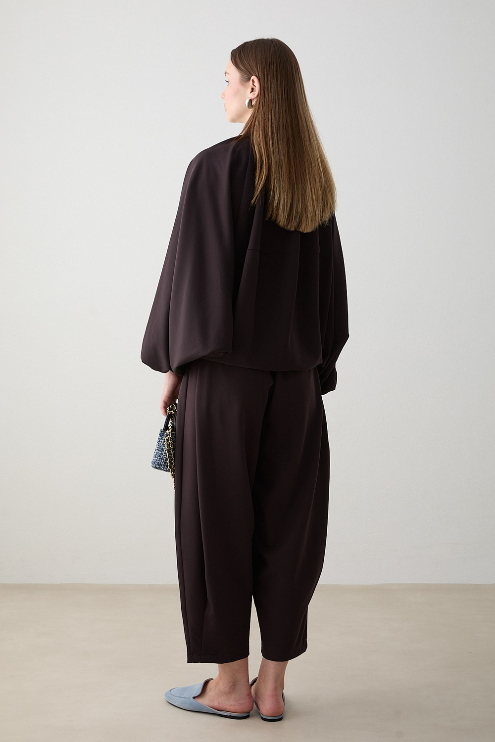 Yarasa Kol Oversize Takım - Kahve
