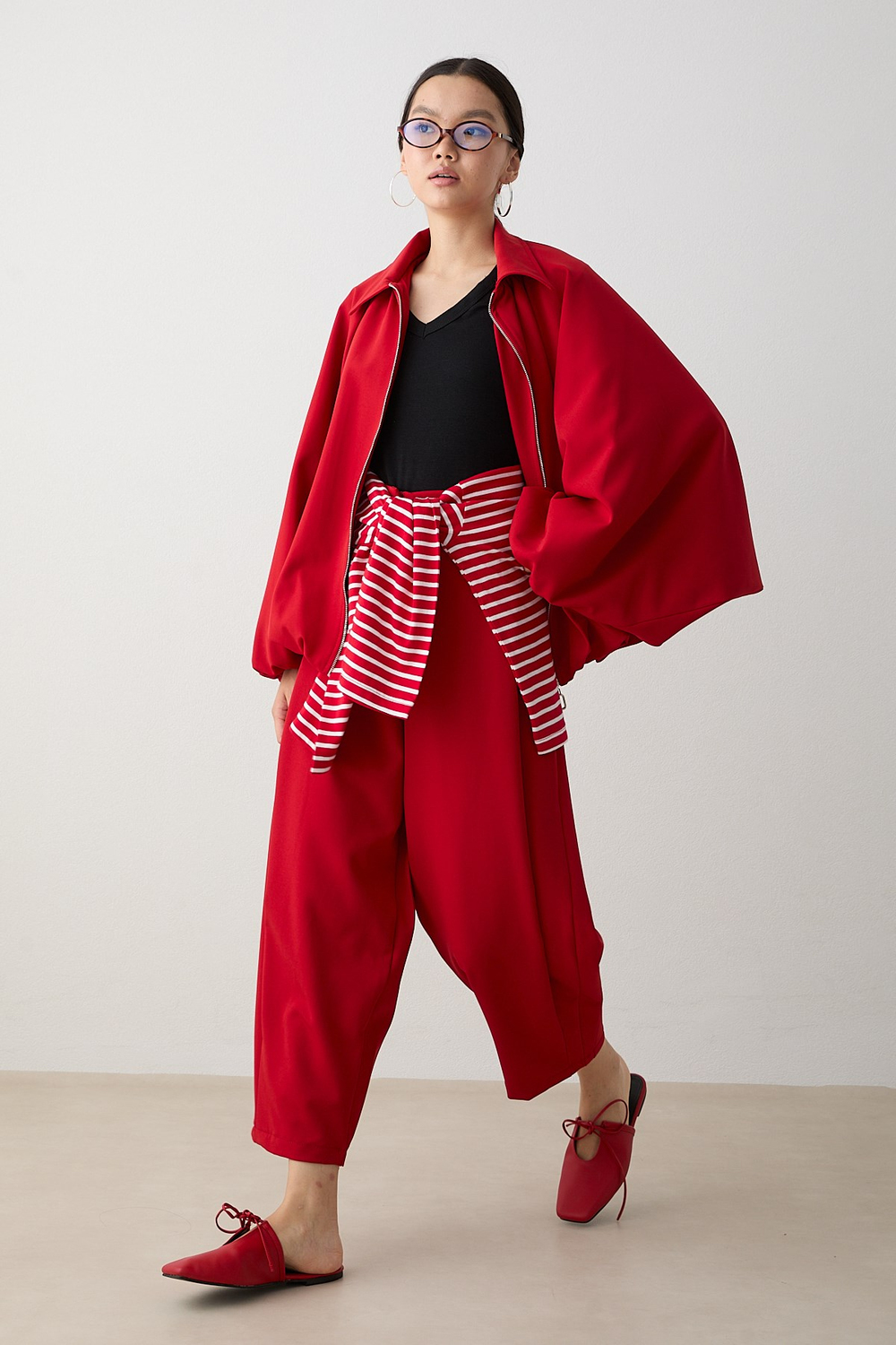 Yarasa Kol Oversize Takım - Kırmızı