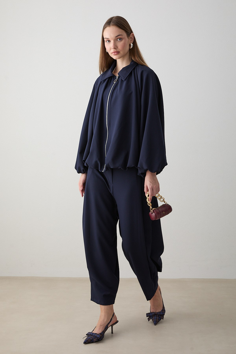 Yarasa Kol Oversize Takım - Lacivert