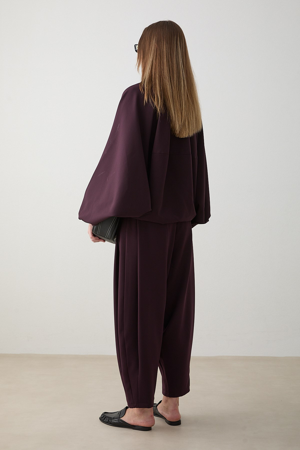Yarasa Kol Oversize Takım - Mürdüm