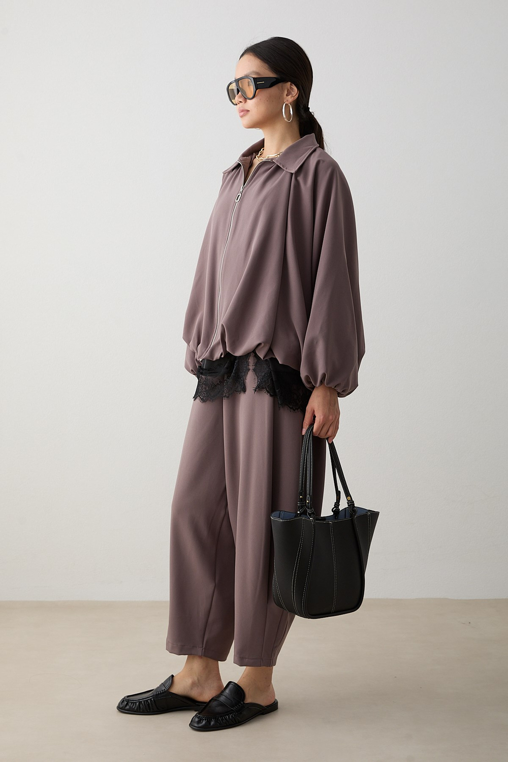 Yarasa Kol Oversize Takım - Vizon