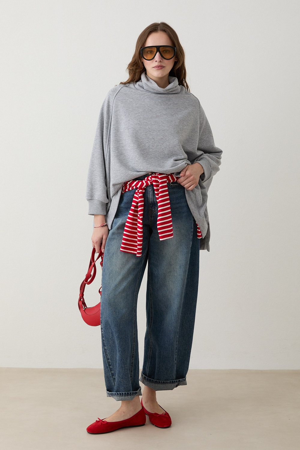 Yarasa Kol Sweatshirt - Gri