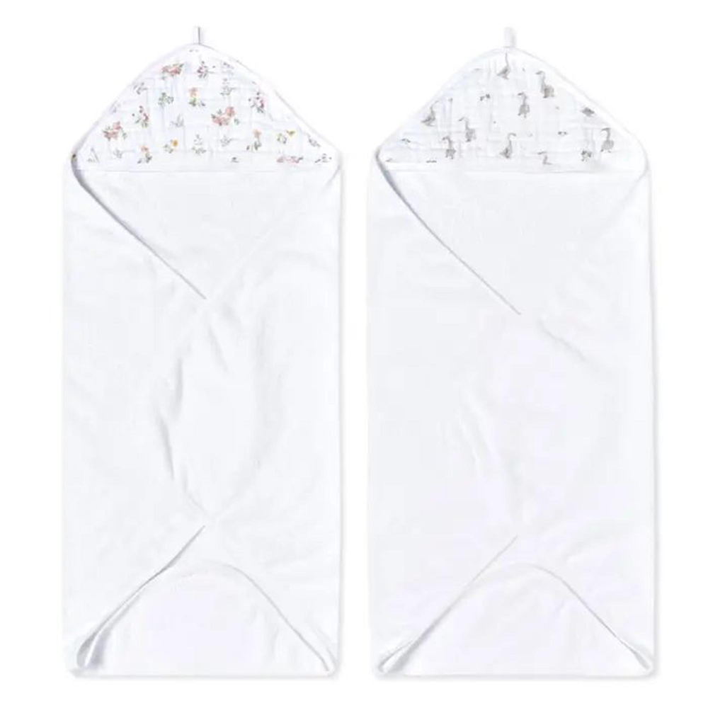 Aden & Anais - Country Floral Şapkalı Banyo Havlusu 2'li Set