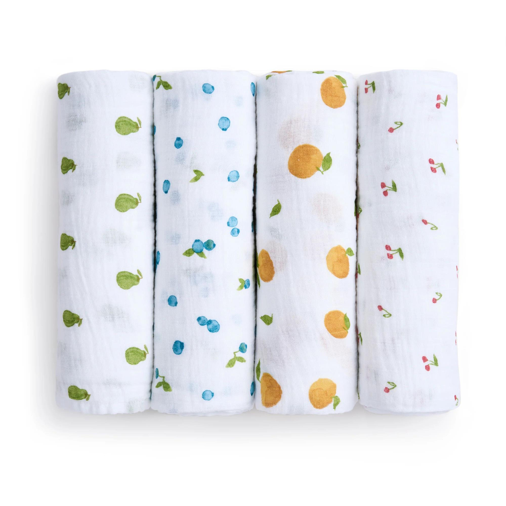 Aden & Anais - Fresh Fruit 4'lü Organik Pamuklu Müslin Set