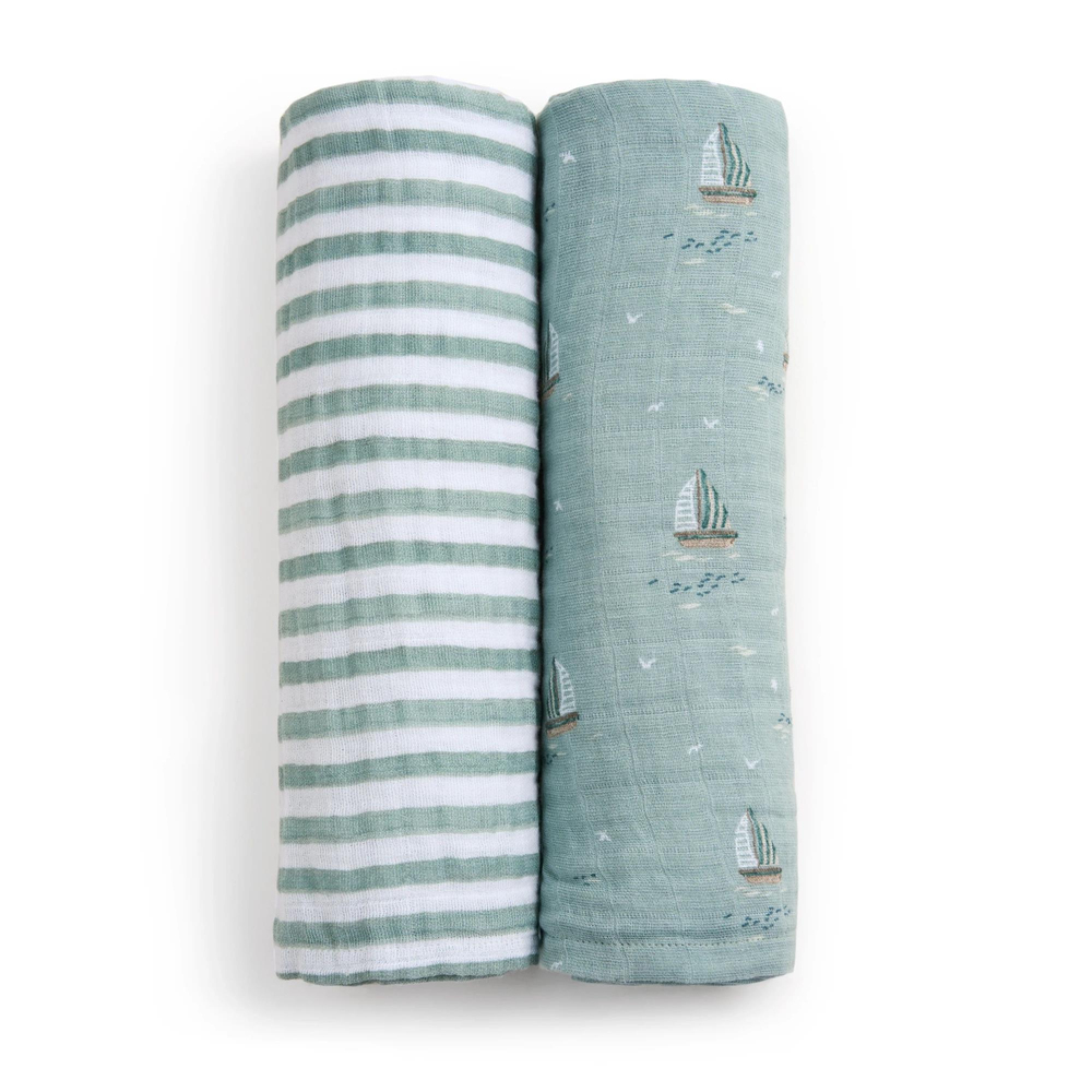 Aden & Anais - Sailing Seas 2'li Organik Pamuklu Müslin Set