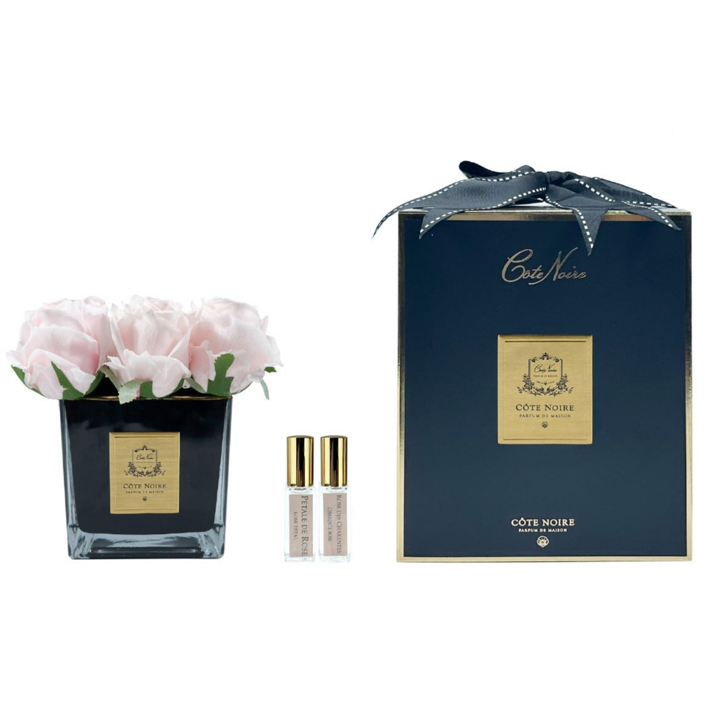 Cote Noire - 9 Güllü Pembe Siyah Vazolu Kokulu Çiçek