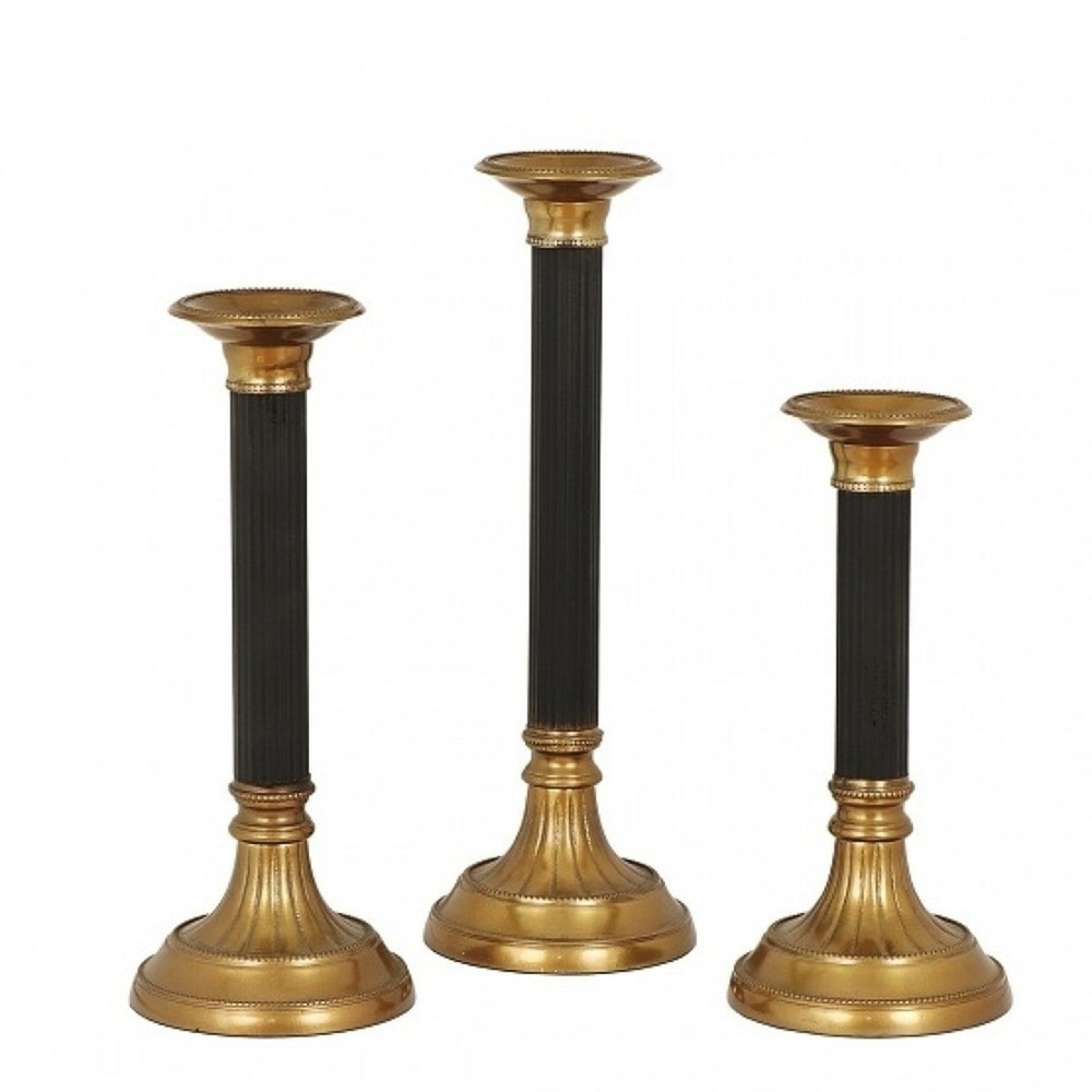 Fancy - Siyah Gold 3'Lü Şamdan Set