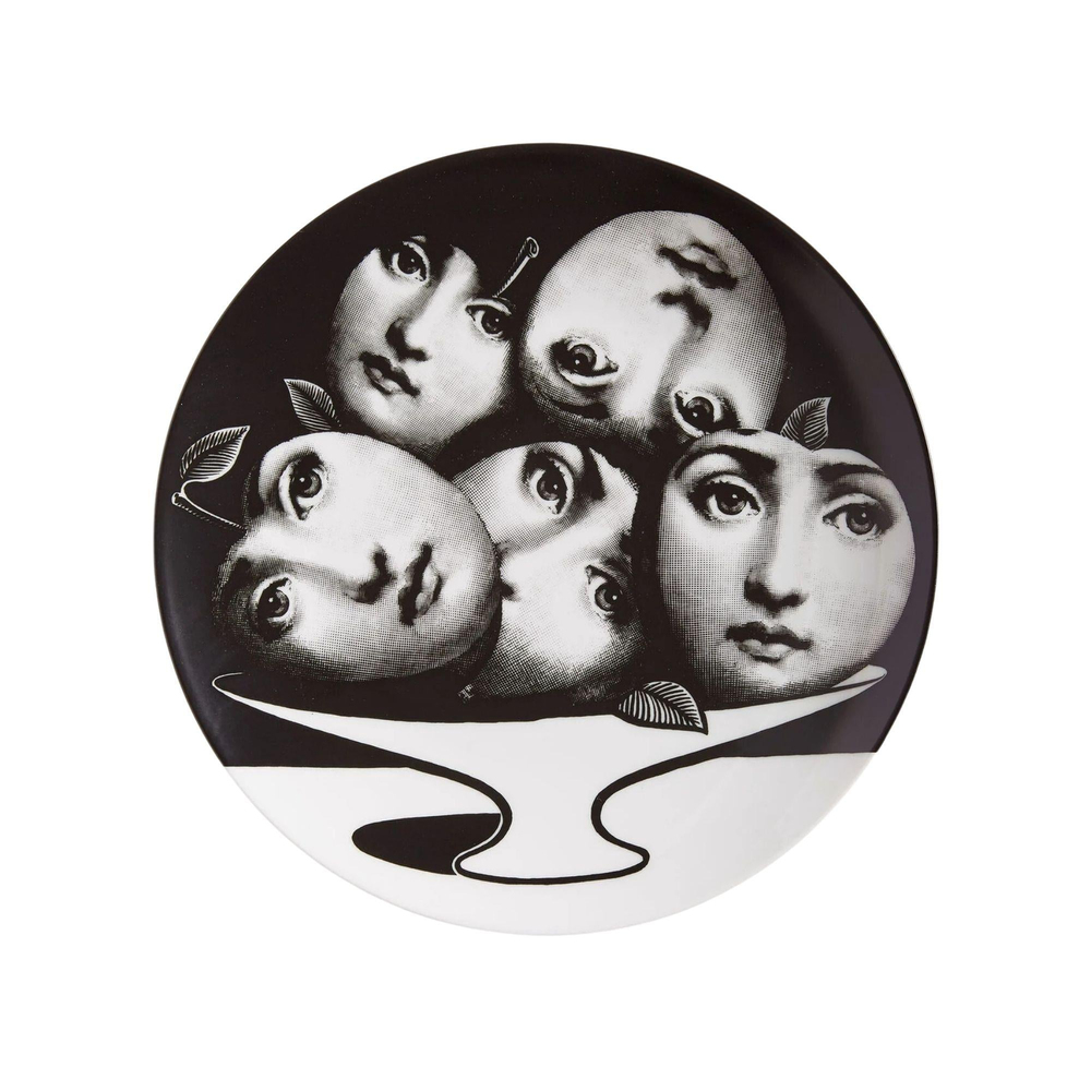 Fornasetti - No 104 Duvar Tabağı Siyah Beyaz
