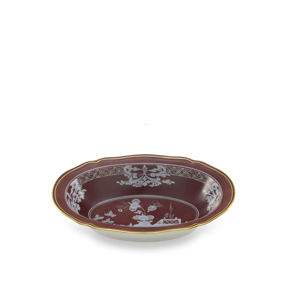 Ginori 1735 - Oriente Italiano Castagna Oval Kayık Tabak 25 Cm