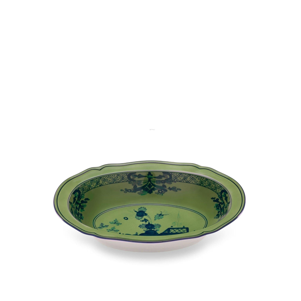 Ginori 1735 - Oriente Italiano Malachite Oval Kayık Tabak 25 Cm