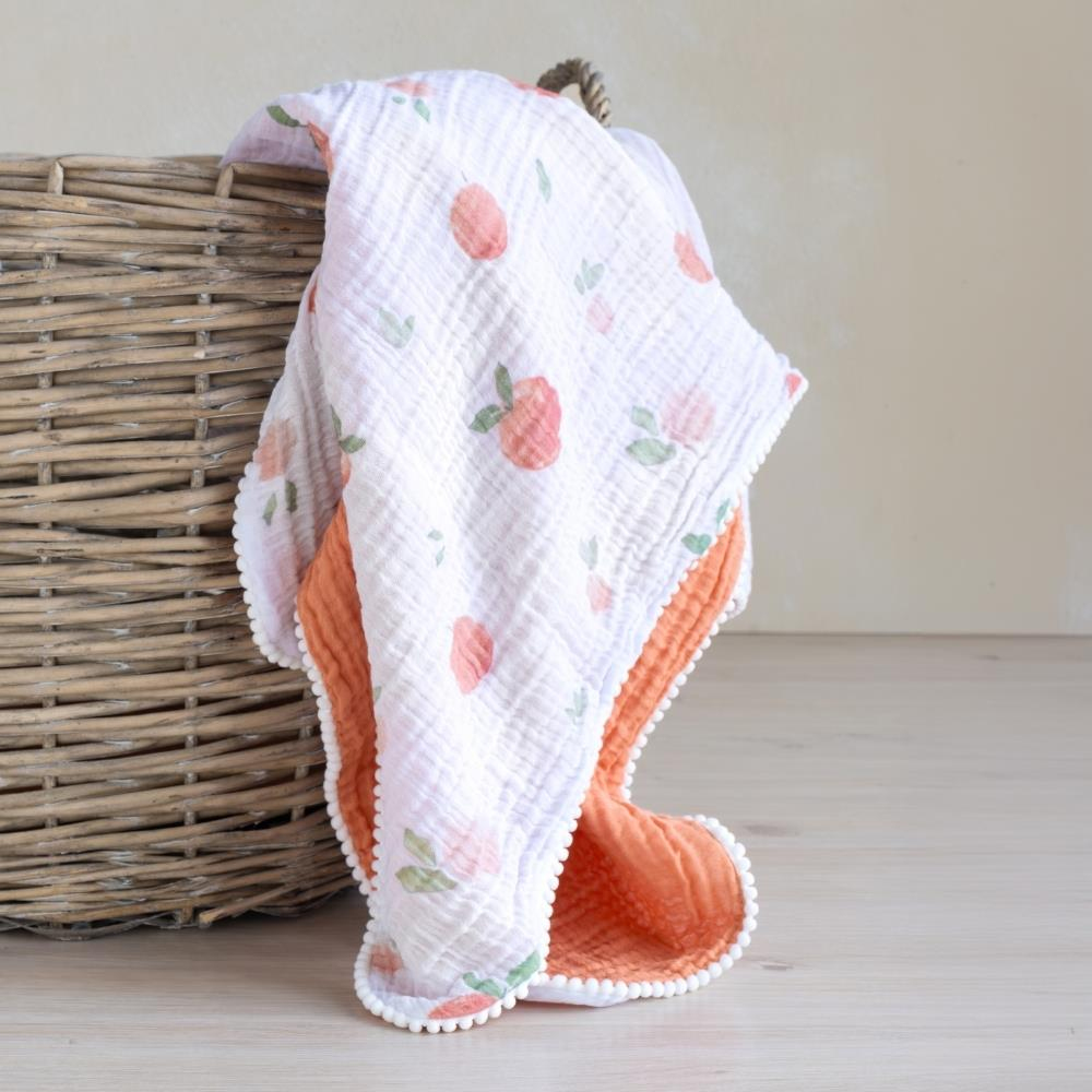 Münü Design Müslin Ponponlu Bebek Battaniyesi Şeftali