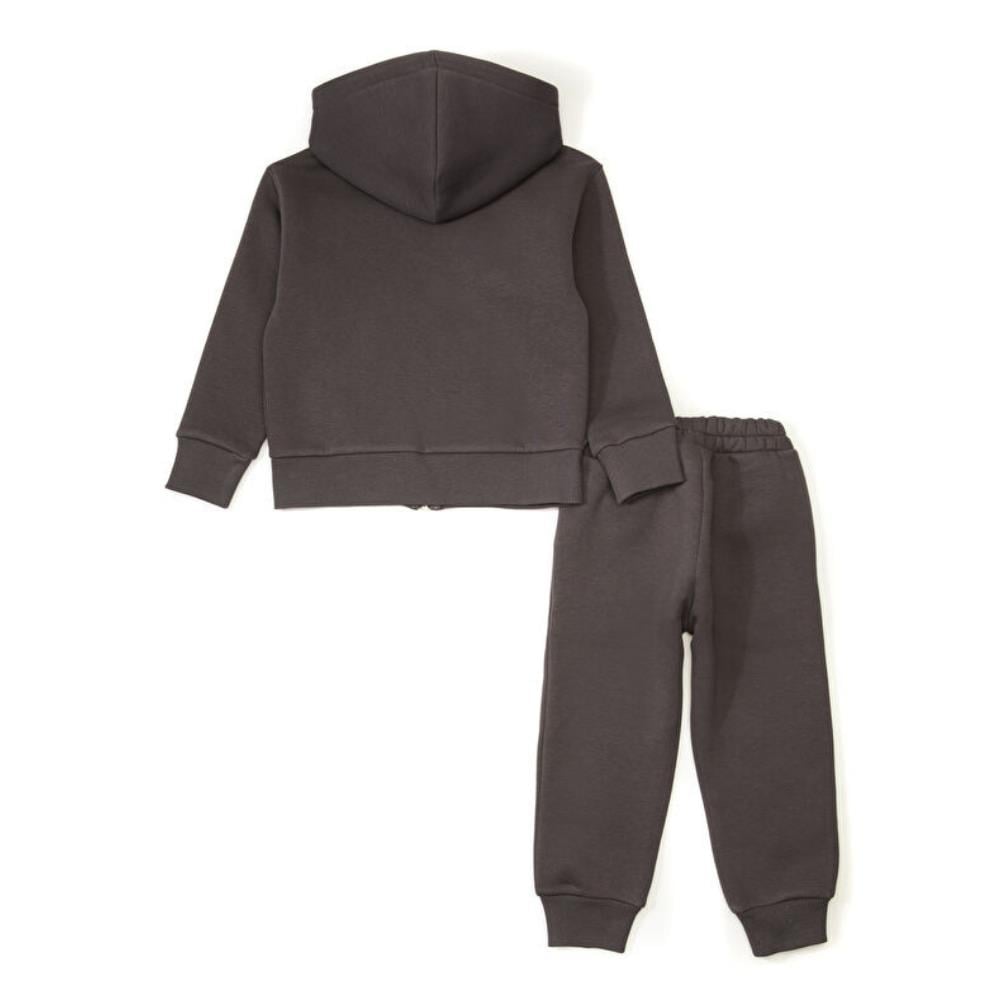 Pueril Kids Şardonlu Fermuarlı Çocuk Eşofman Takımı Grafit
