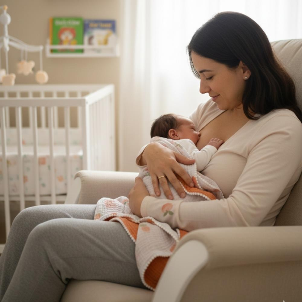 Münü Design Müslin Ponponlu Bebek Battaniyesi Şeftali