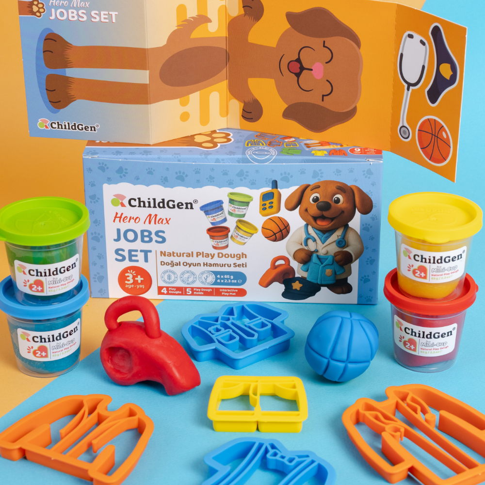 Childgen Play Dough Doğal Oyun Hamuru Sevimli Patiler Meslekler Seti