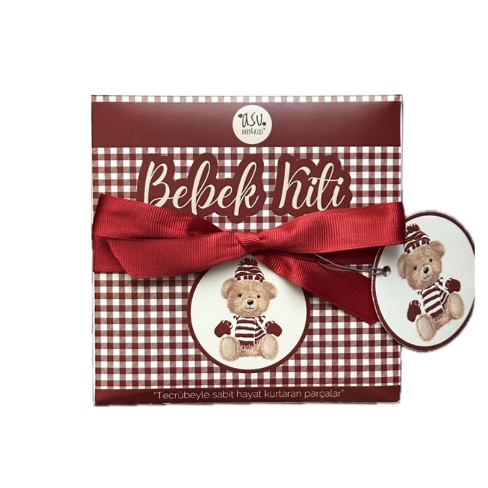 Asu Baby Vintage Bear Bordo Organik Pamuk Hediye Bebek Kiti