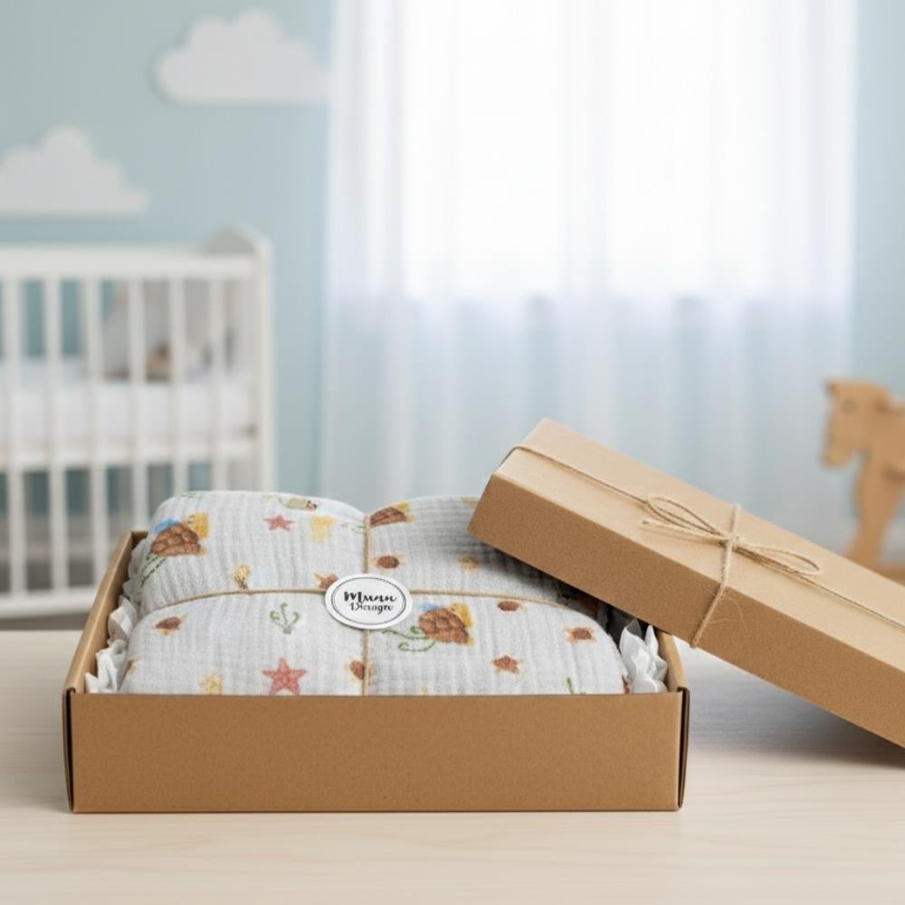 Münü Design Müslin Ponponlu Bebek Battaniyesi Kaplumbağa