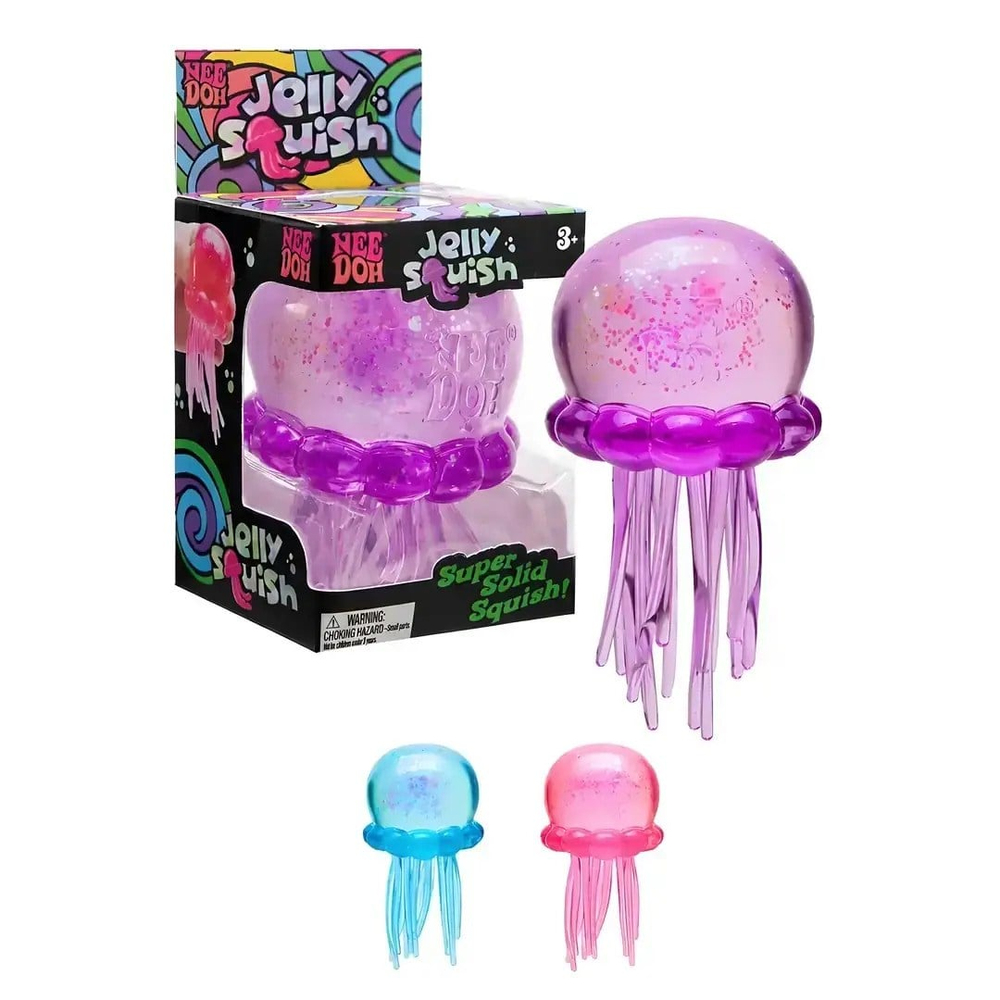 NeeDoh Jelly Squish Stres Topu | Simli Denizanası Squishy Oyuncak Mor