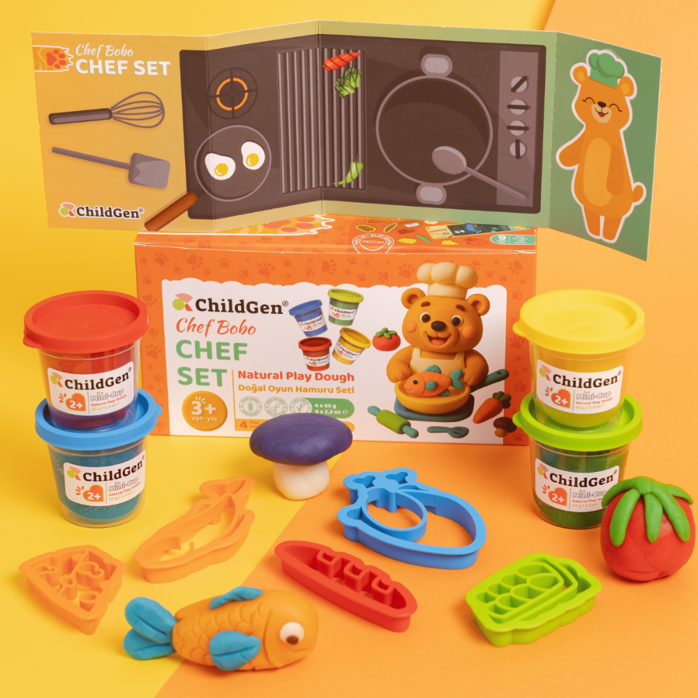 Childgen Play Dough Doğal Oyun Hamuru Sevimli Patiler Chef Set
