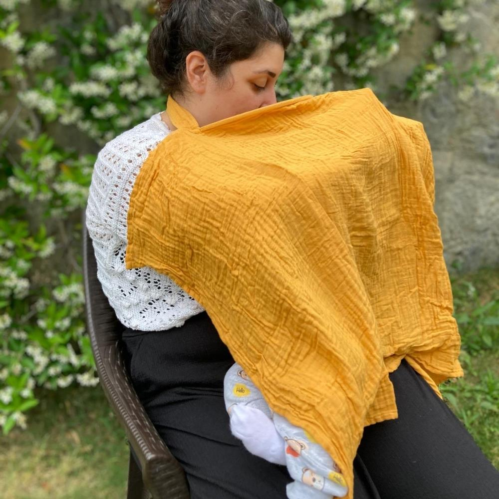 Münü Design Müslin Emzirme Örtüsü Seti Sarı