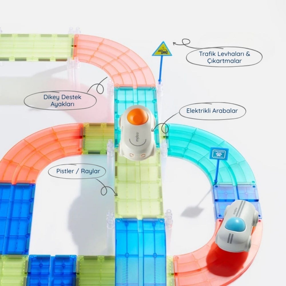 Magnetic Tiles Arabalı Yarış Pisti  115 Parça