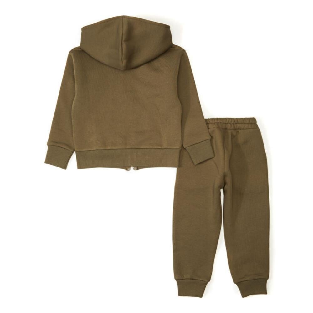 Pueril Kids Şardonlu Fermuarlı Çocuk Eşofman Takımı | Haki