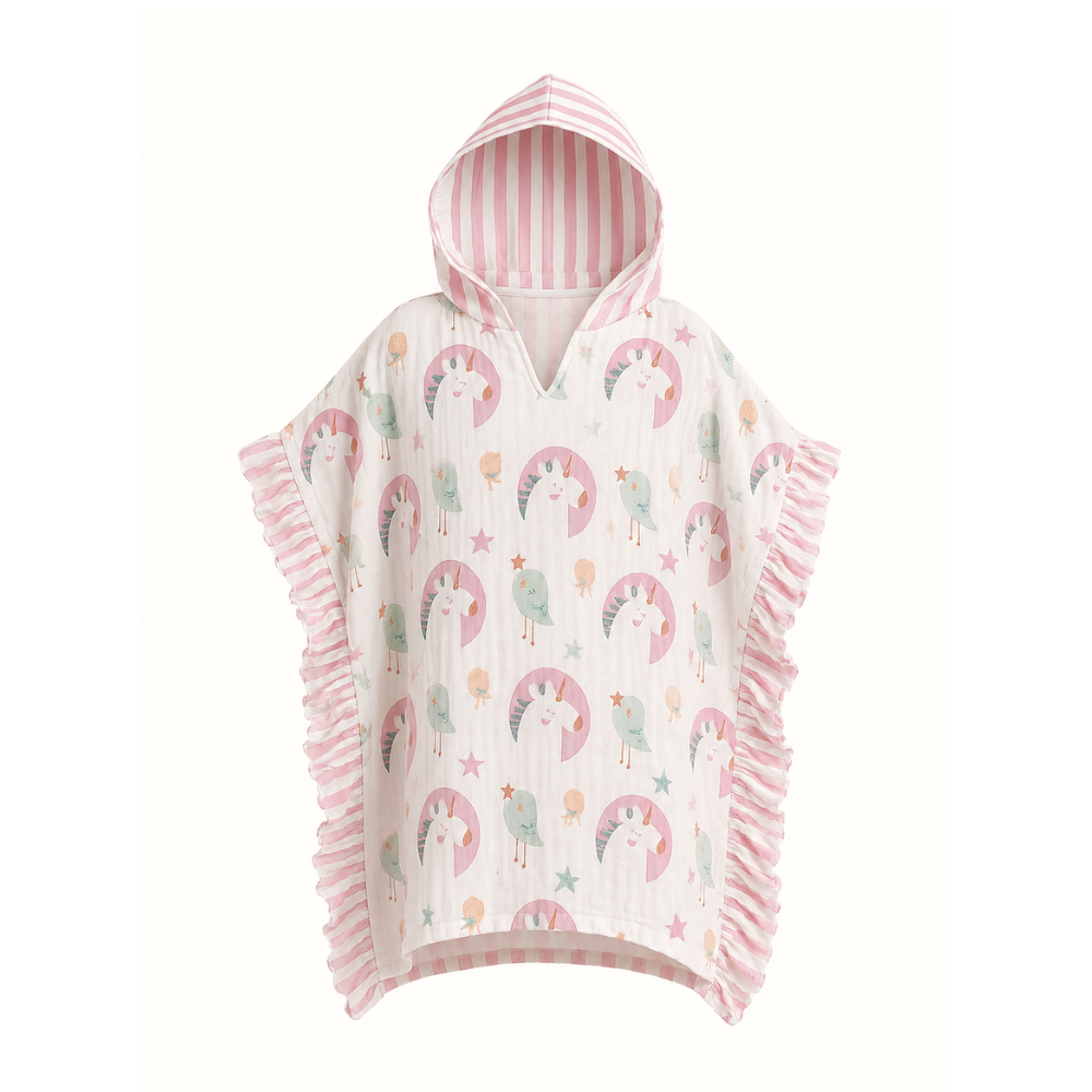 Asu Baby Unicornbird Organik Pamuk Fırfırlı Müslin Panço