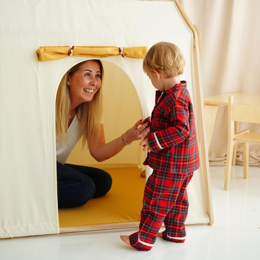 Minik Fare Ahşap Çocuk Oyun Çadırı ve Minderi