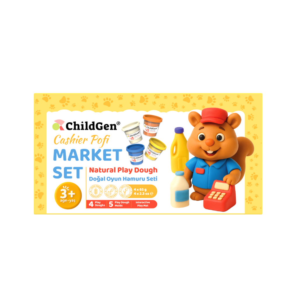 Childgen Play Dough Doğal Oyun Hamuru Sevimli Patiler Market Set