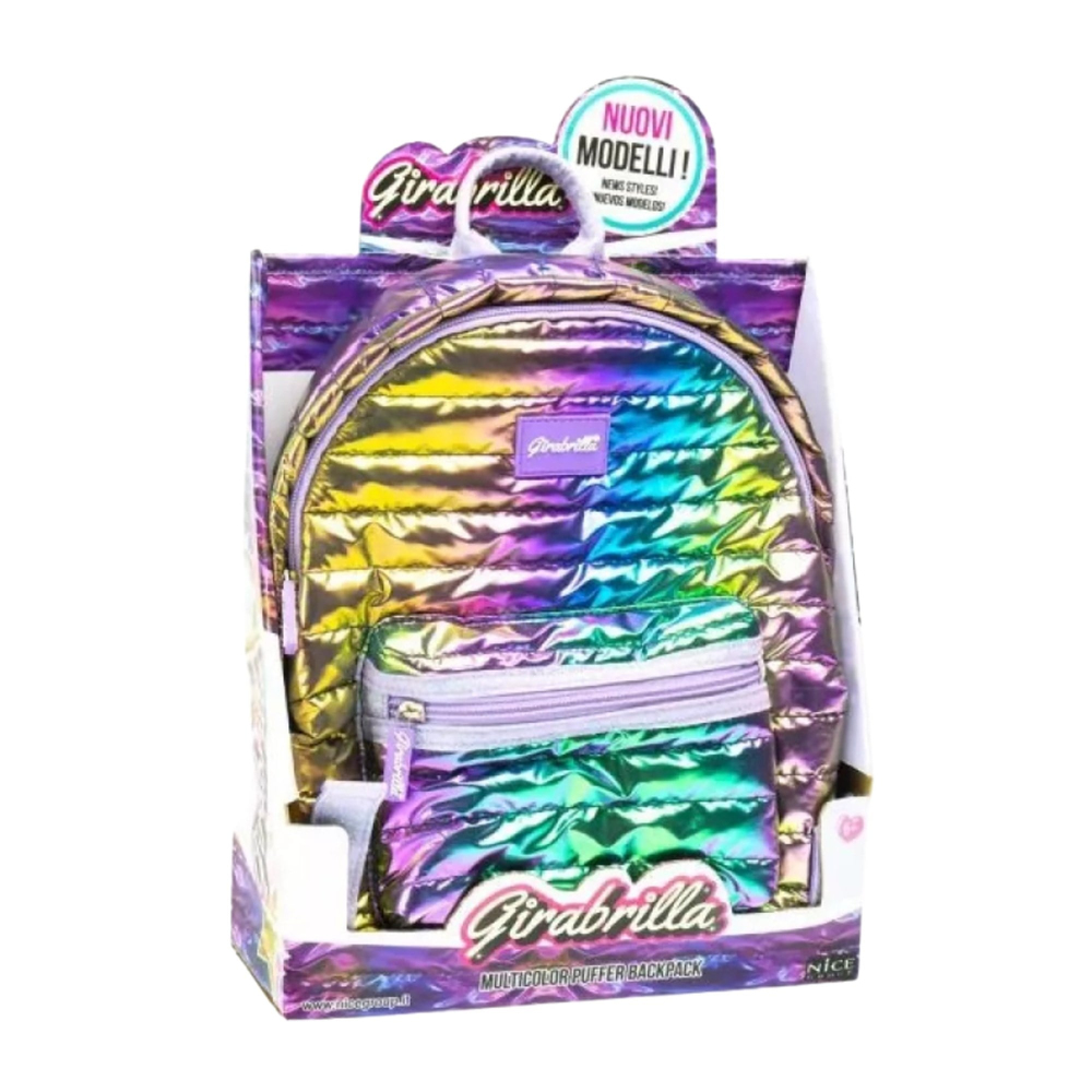 Girabrilla Puffer Metalik Sırt Çantası Rainbow