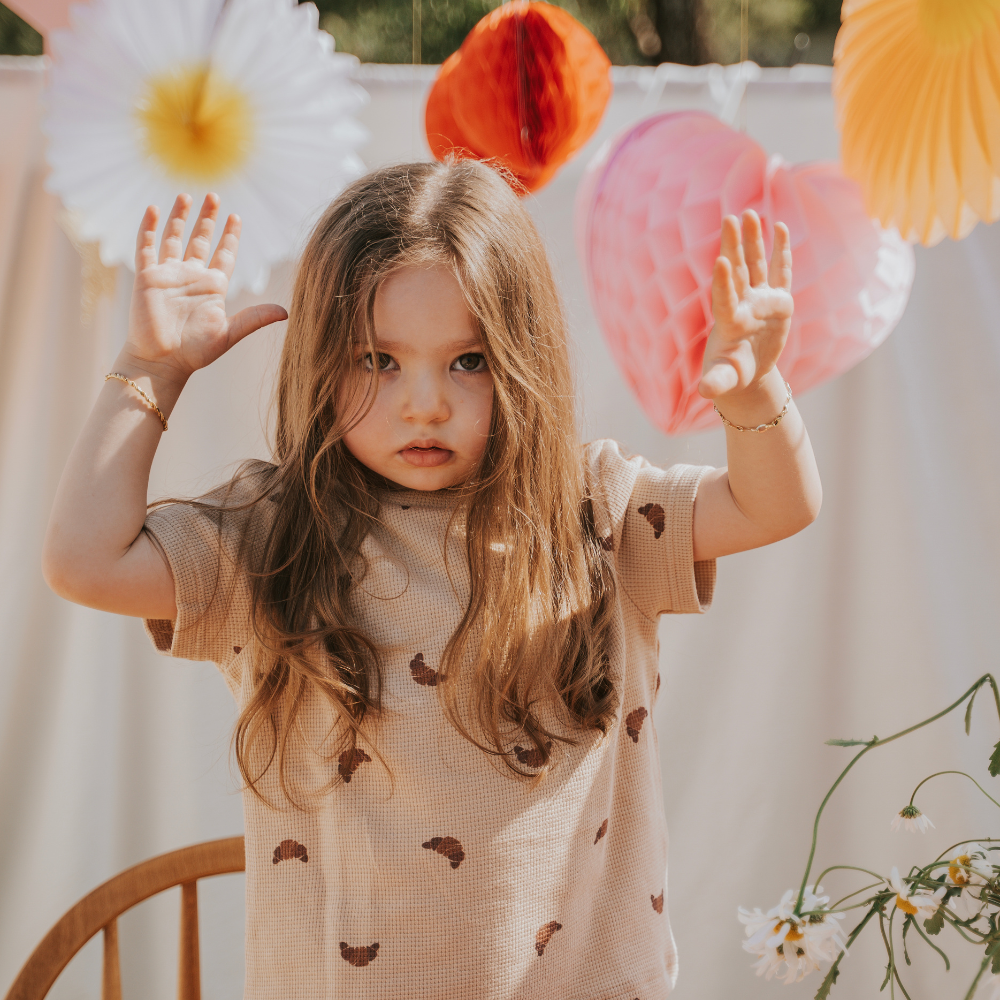 Kiraz Kids Kruvasan Desenli %100 Pamuklu Yazlık Takım