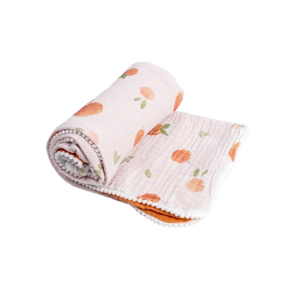 Münü Design Müslin Ponponlu Bebek Battaniyesi Şeftali