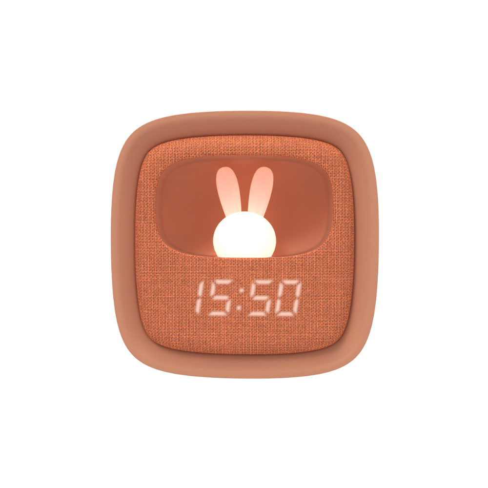 Mob Karamel Tavşan Masaüstü Saati ve Gece Lambası