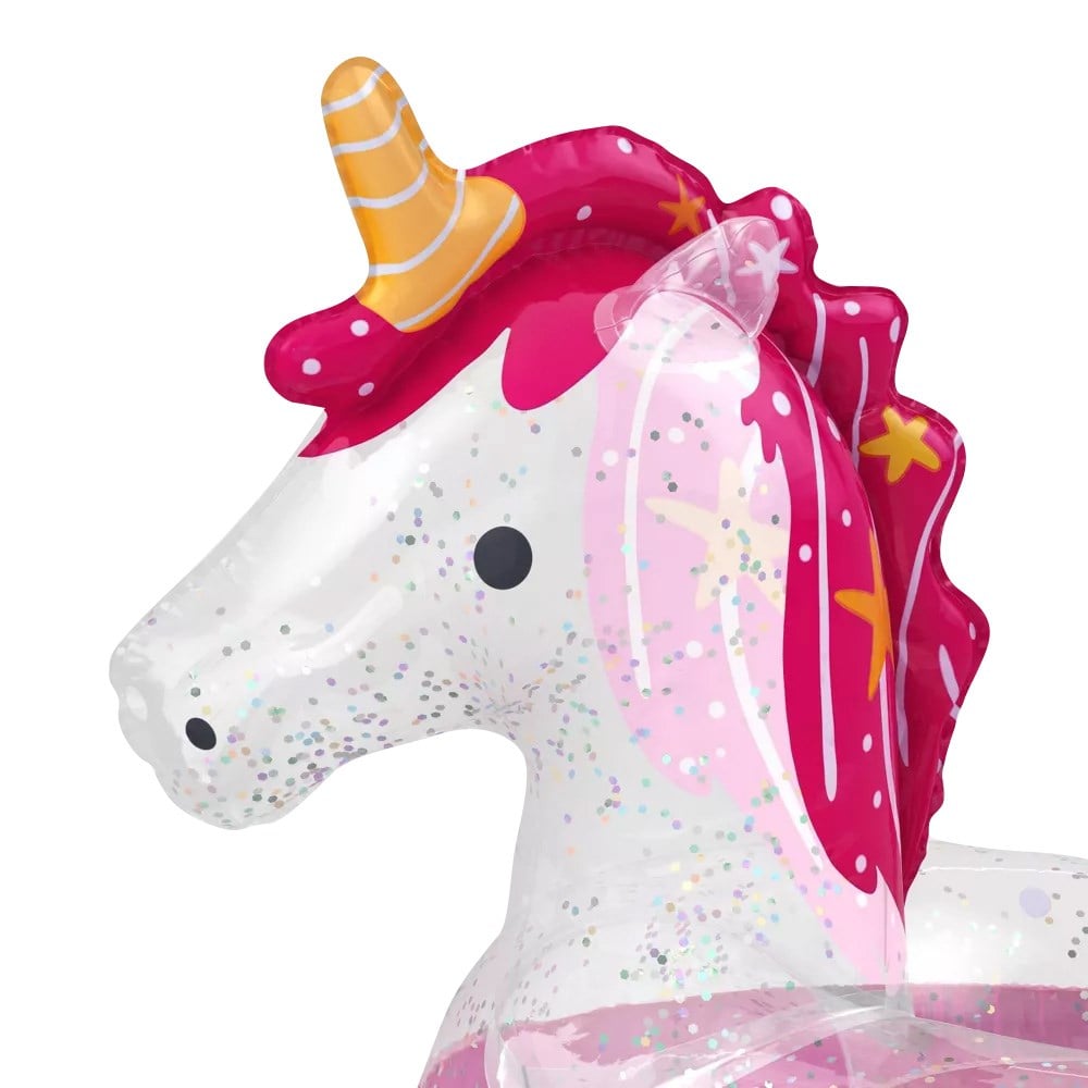 Sun Squad Split Ring Unicorn Glitter Novelty Float Pink Yüzme Simidi 50 cm
