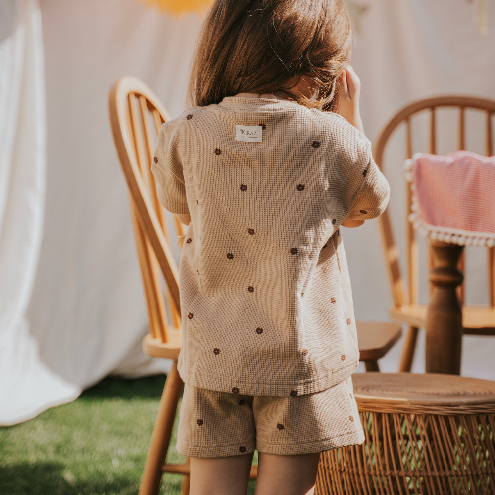 Kiraz Kids Çiçek Desenli %100 Pamuklu Yazlık Takım