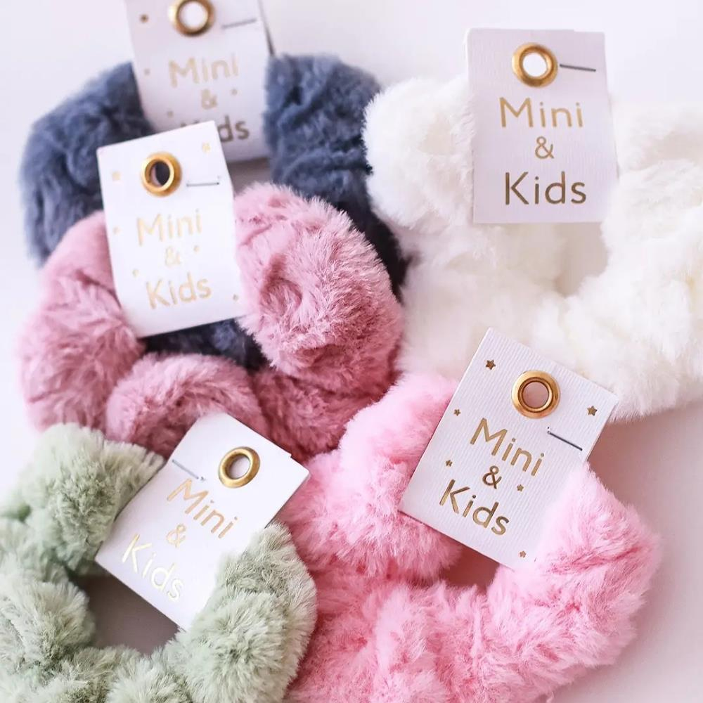 Mini & Kids Peluş Scrunchie Gri Toka