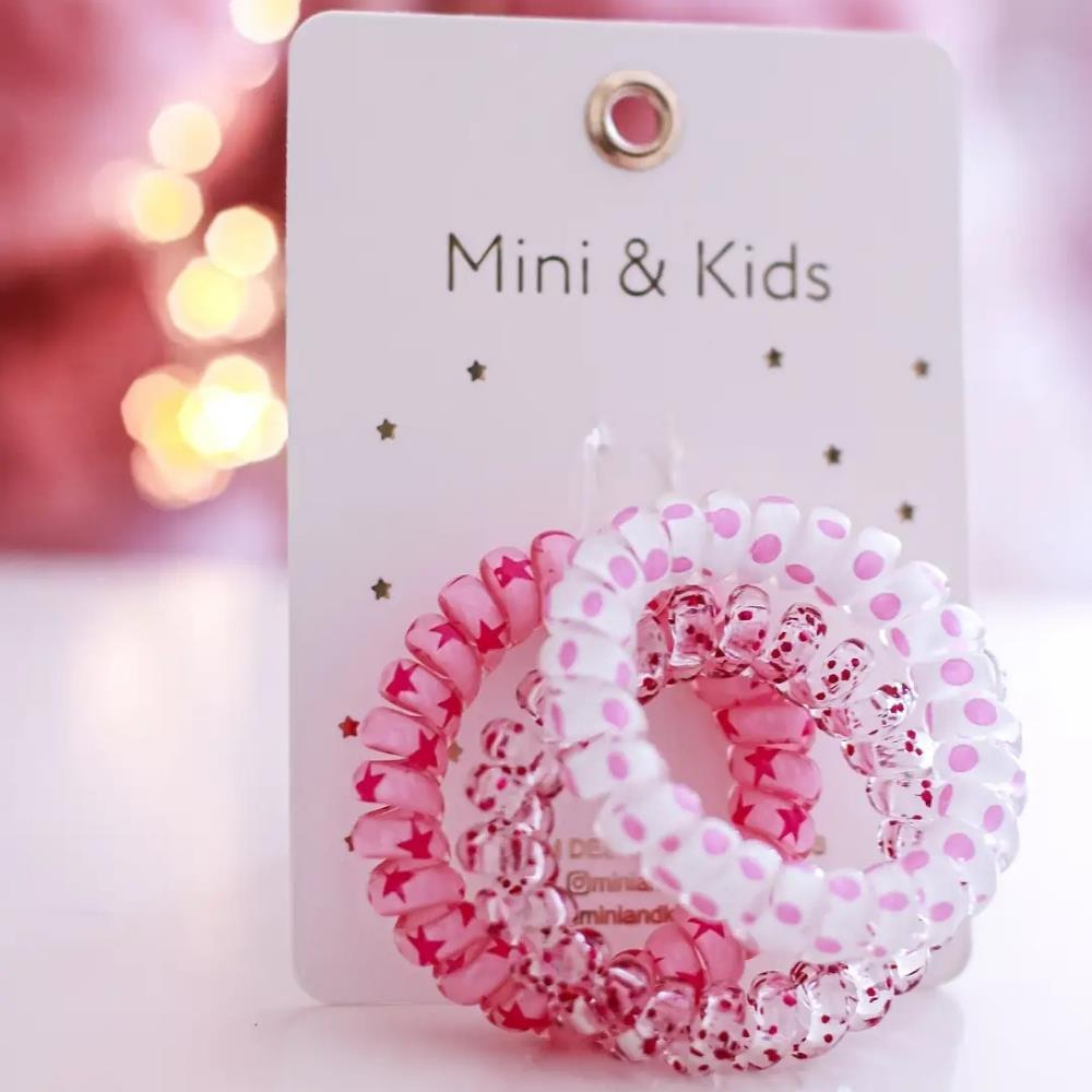 Mini & Kids Hair Spiral Pink Stars