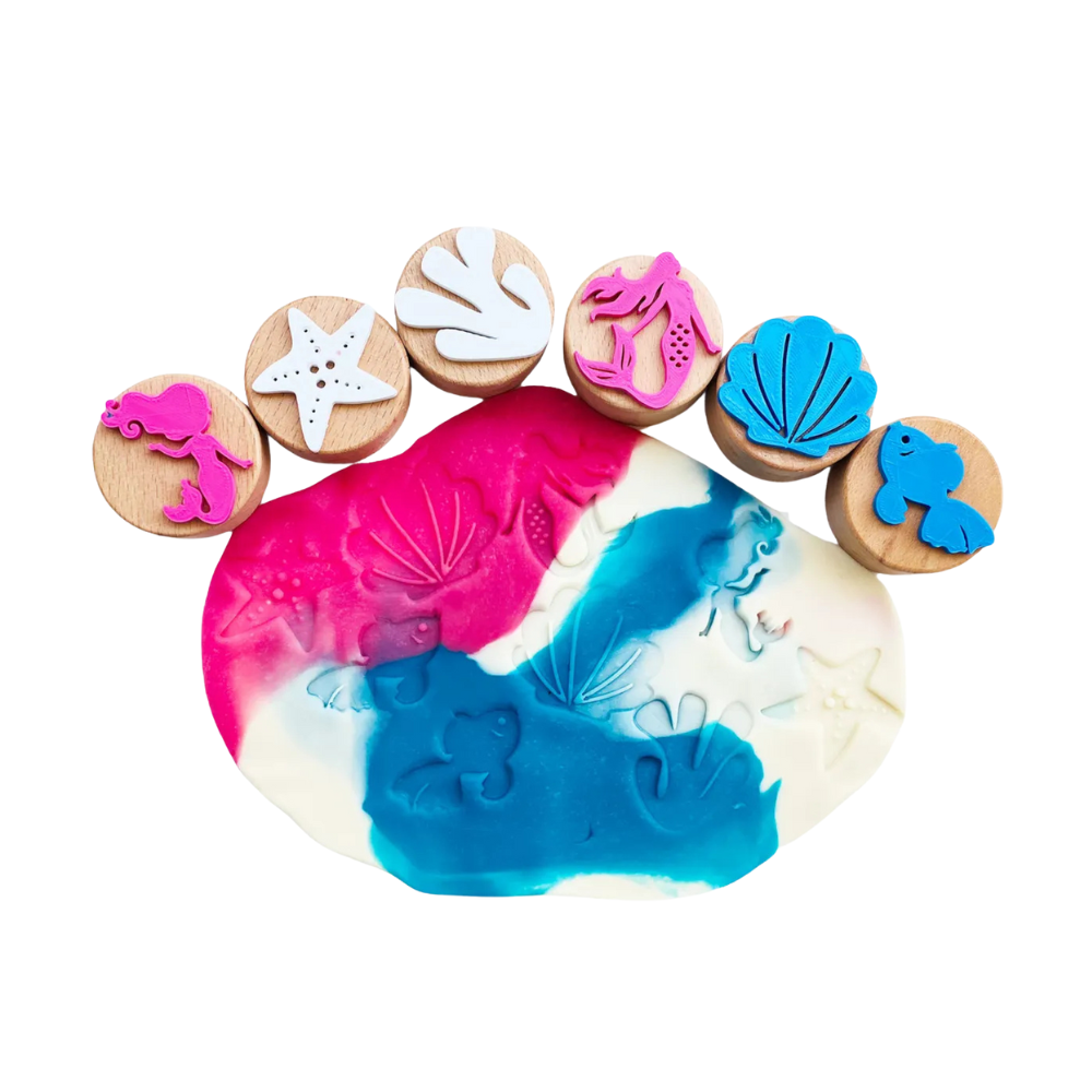 Childgen Play Dough Ahşap Damga Deniz Kızı Seti
