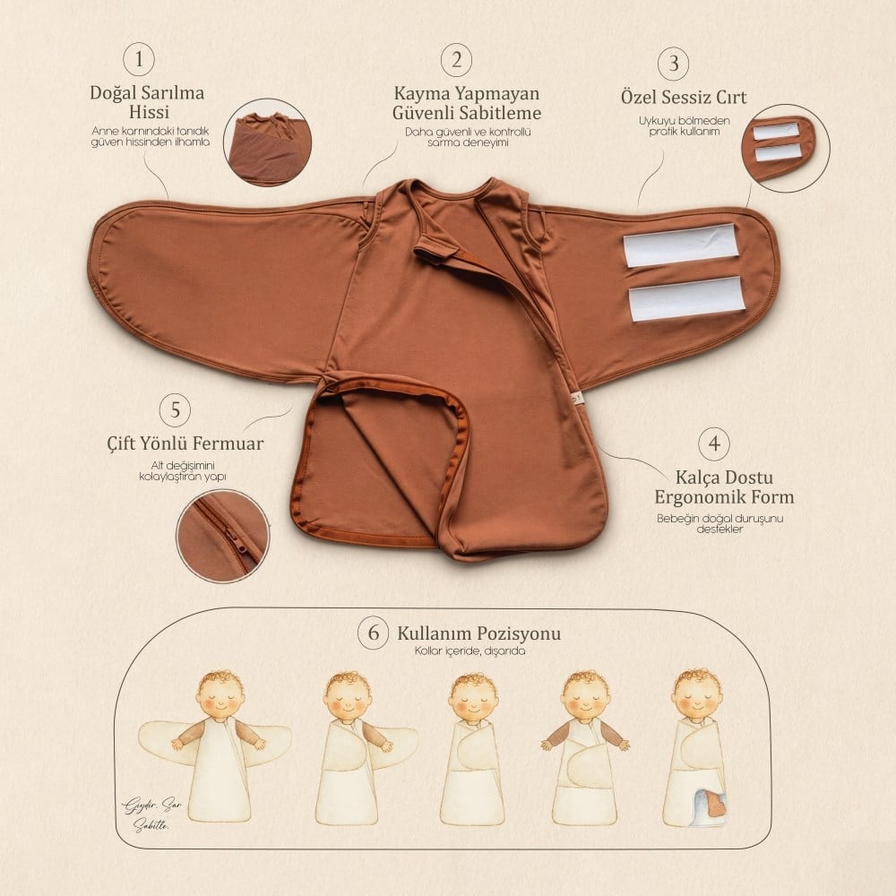Qundaq Yenidoğan Kundak Seti Kalça Dostu Terracotta