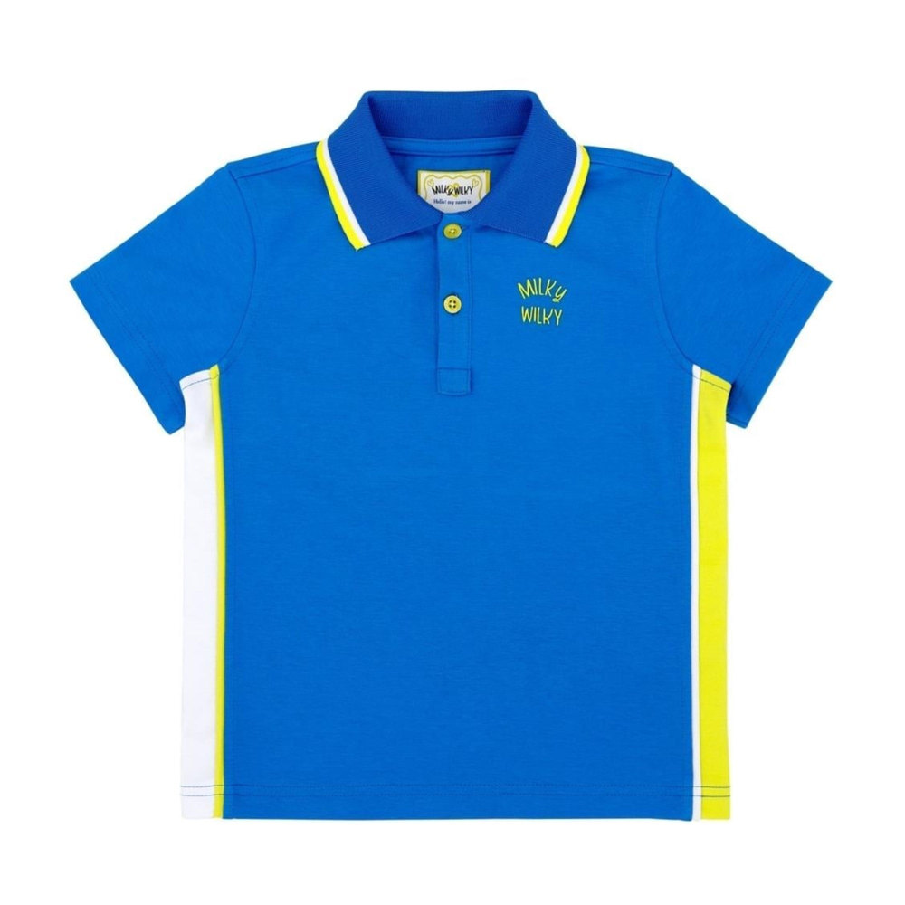 Milky Wilky Polo Yaka Kenar Biyeli Erkek Tişört Mavi