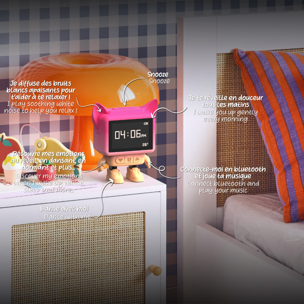 Mob Eğlenceli Dans Eden Pembe Bluetooth Hoparlör ve Çalar Saat