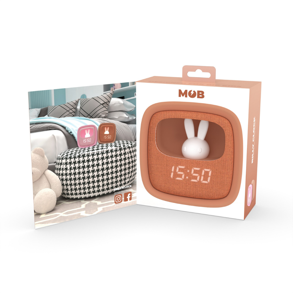 Mob Karamel Tavşan Masaüstü Saati ve Gece Lambası