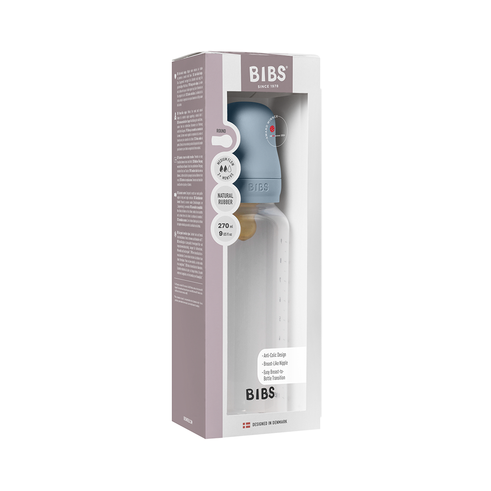 Bibs Baby PP Bottle Kauçuk Uç Orta Akış Biberon | Baby Blue 270 ml
