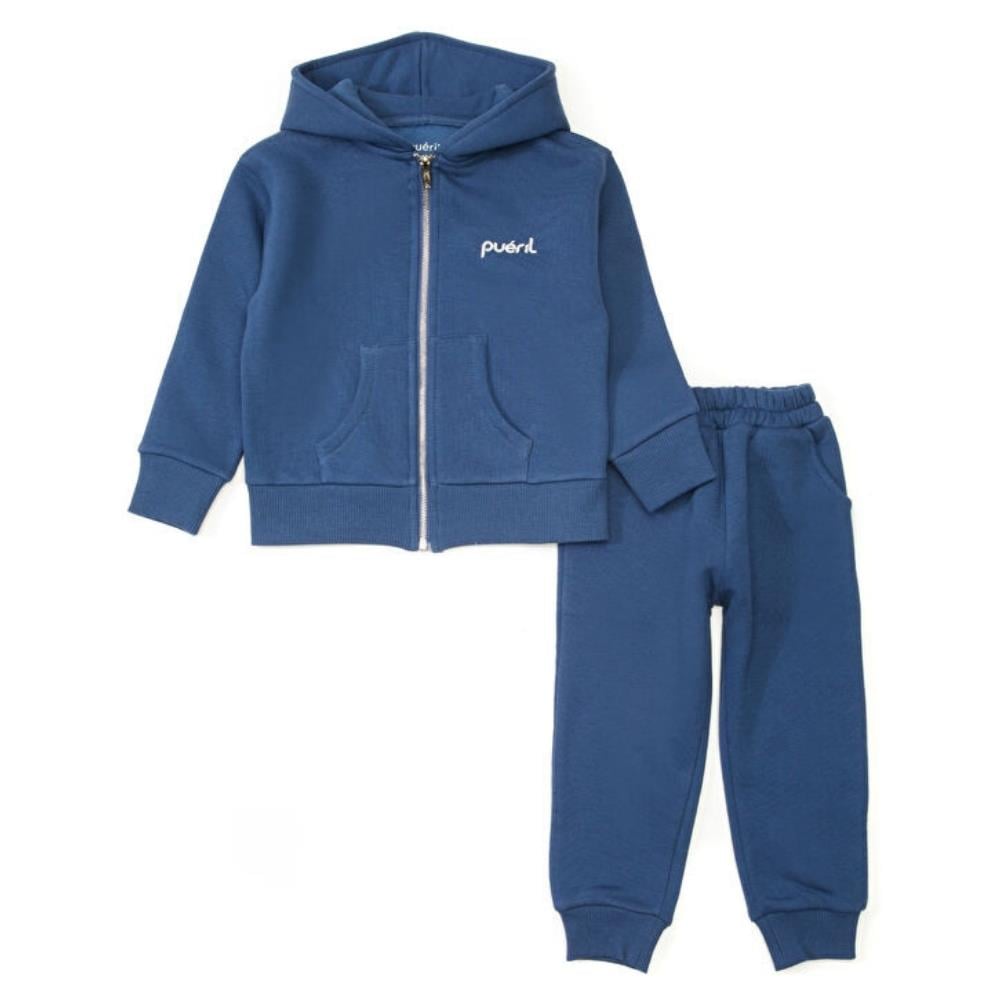 Pueril Kids Şardonlu Fermuarlı Çocuk Eşofman Takımı | Denim