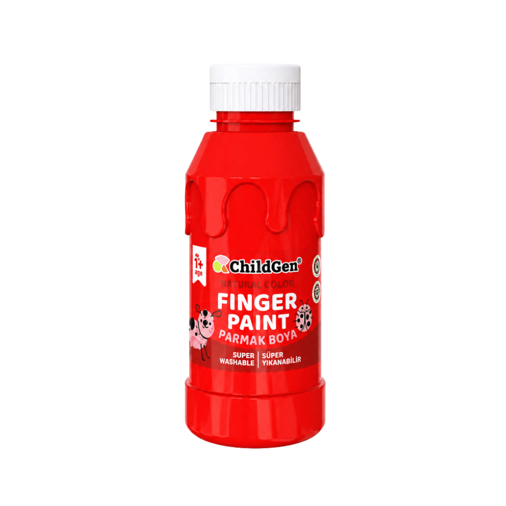 ChildGen Play Dough Süper Yıkanabilir Parmak Boya Süper Yıkanabilir Parmak Boya 350 ml Kırmızı