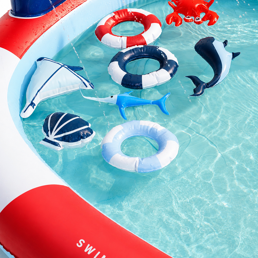 Swim Essentials Whale Fıskiyeli ve Kaydıraklı Şişme Oyun Havuzu 210 cm