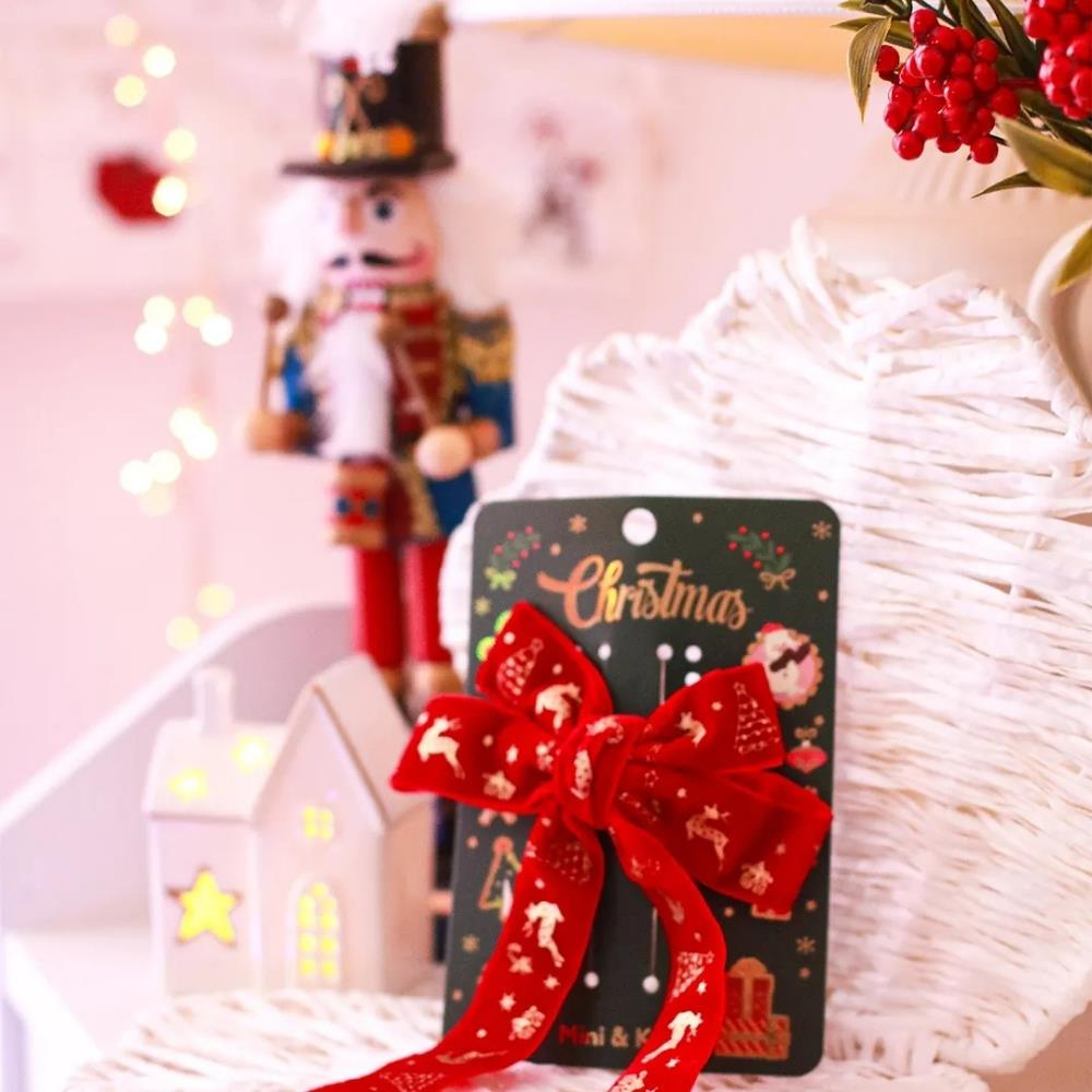 Mini & Kids Kadife Fiyonk Toka Red Bow